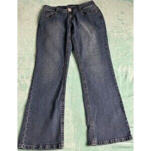 Flavour By Bubblegum Straight Leg Jeans Womens Med Wash Mid Rise Sz 16